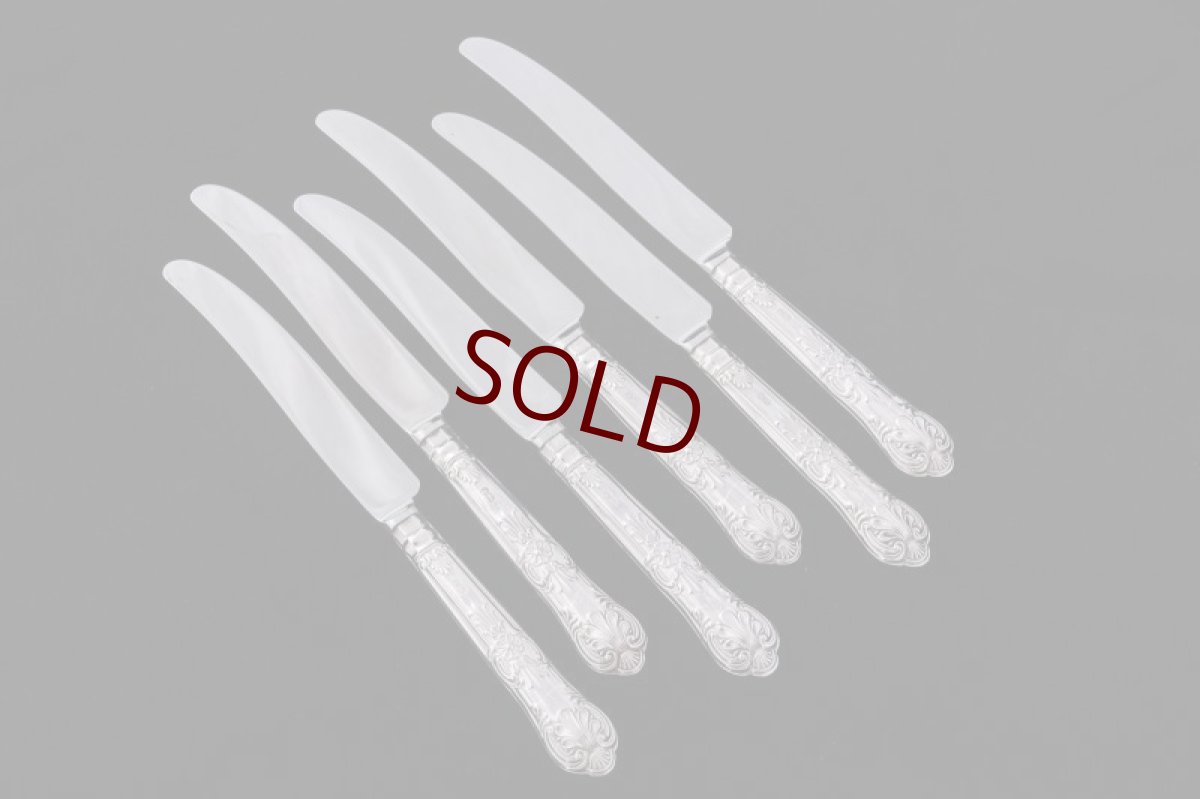 画像3: ヴィンテージシルバー、純銀(925) 1976年　ステンレスブレード  純銀 クイーンズパターンハンドル  ティーナイフ6本セット (3)