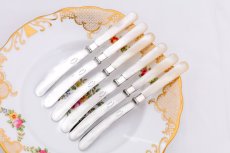 画像3: ヴィンテージ 1924年　純銀(925)フェルール　ステンレスブレード  白蝶貝ハンドル  ティーナイフ6本セット (3)