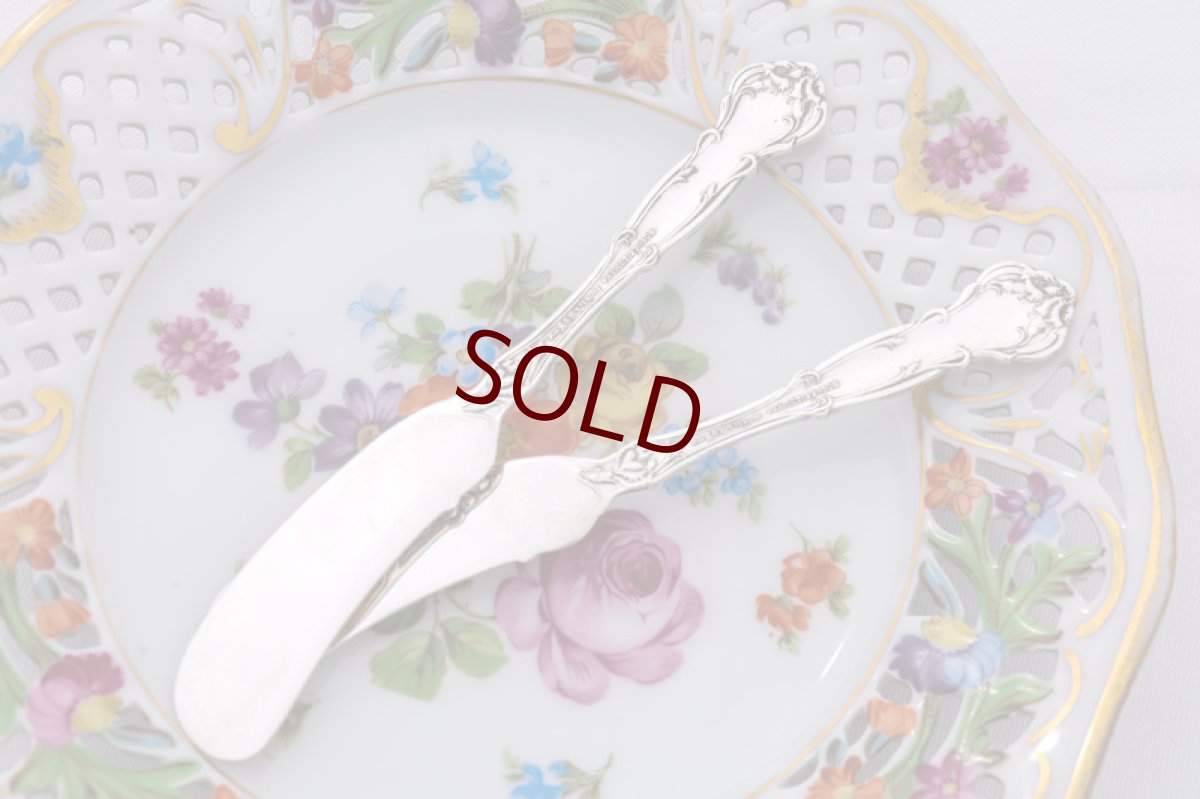 画像3: アンティークシルバー、純銀製（925）1900年前後　アメリカ　アールヌーボー ペア バターナイフ (3)