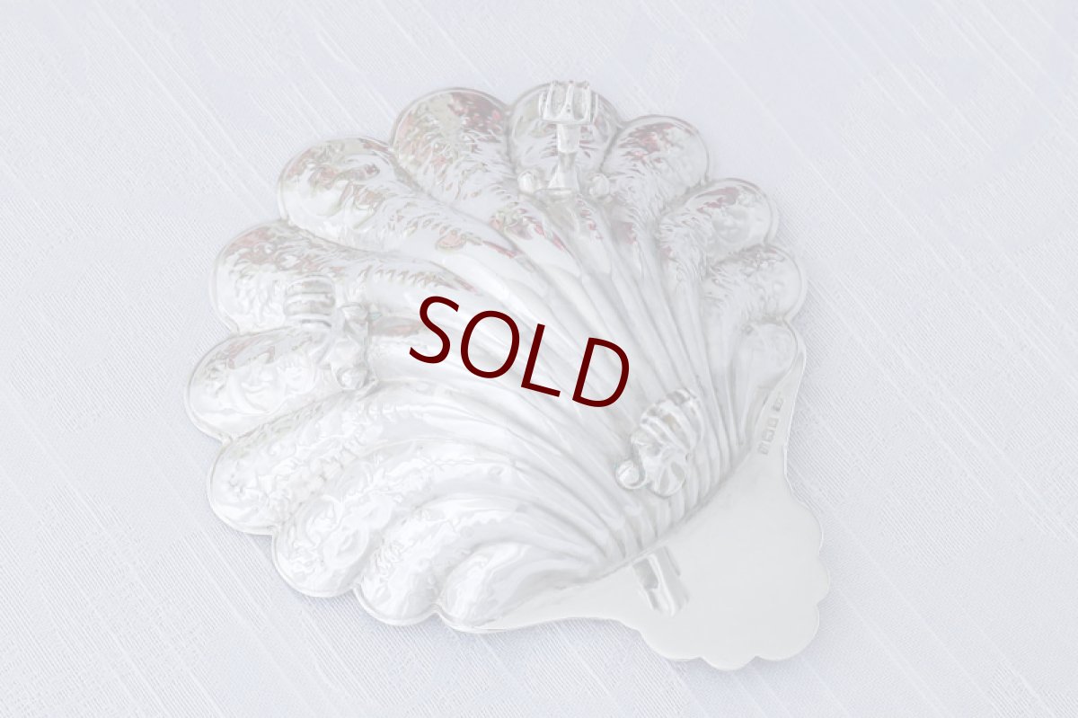 画像4: ヴィンテージシルバー、純銀製(925) 1969年  シェル型ボンボンディッシュ (4)