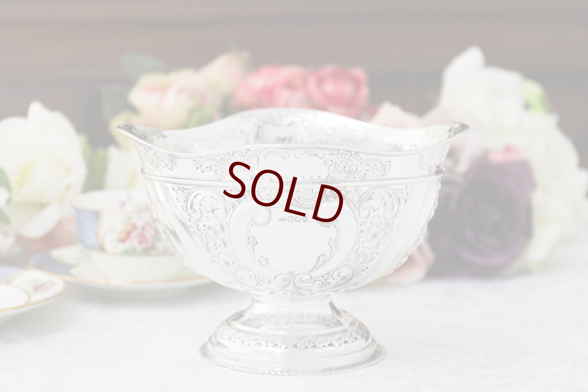 画像7: アンティークシルバー、純銀製（925）1898年 薔薇とお花 ローズボウル (7)