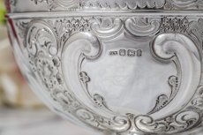 画像4: アンティークシルバー、純銀製（925）1898年 薔薇とお花 ローズボウル (4)