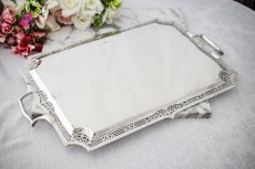 画像8: アンティークシルバー、シルバープレート製  ヴィクトリア時代 スクロールの透かし細工ボーダー、美手彫り彫刻 大型トレイ (8)