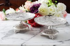 画像4: アンティークシルバー、 純銀製(925)  1888年　  超美彫刻　ペア　コンポート/タッツア/ケーキスタンド (4)