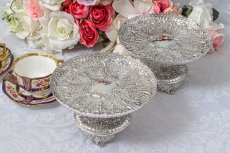 画像10: アンティークシルバー、 純銀製(925)  1888年　  超美彫刻　ペア　コンポート/タッツア/ケーキスタンド (10)