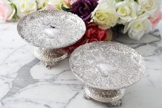 画像8: アンティークシルバー、 純銀製(925)  1888年　  超美彫刻　ペア　コンポート/タッツア/ケーキスタンド (8)