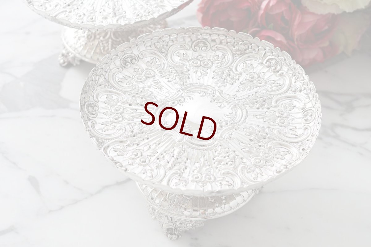 画像3: アンティークシルバー、 純銀製(925)  1888年　  超美彫刻　ペア　コンポート/タッツア/ケーキスタンド (3)