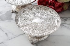画像3: アンティークシルバー、 純銀製(925)  1888年　  超美彫刻　ペア　コンポート/タッツア/ケーキスタンド (3)