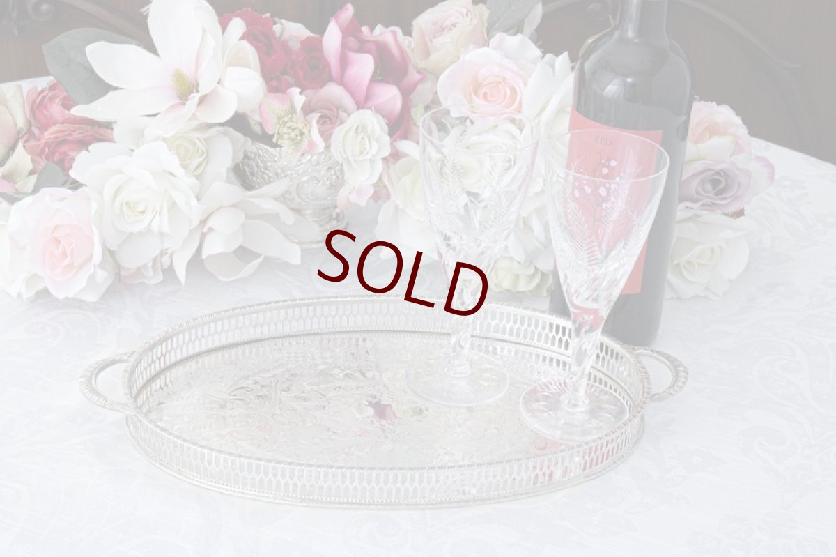 画像6: ヴィンテージシルバー　シルバープレート　オーバル ハンドル付きギャラリートレイ (6)