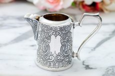 画像8: アンティークシルバー、シルバープレート製　エドウォーディアン　ハンドエングレービング　バチェラーサイズ ティー3点セット (8)