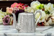 画像4: アンティークシルバー、シルバープレート製　エドウォーディアン　ハンドエングレービング　バチェラーサイズ ティー3点セット (4)