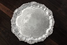 画像2: アンティークシルバー、シルバープレート マッピン＆ウェッブ　美彫刻　薔薇のガーランド　32cm　サルヴァ  (2)