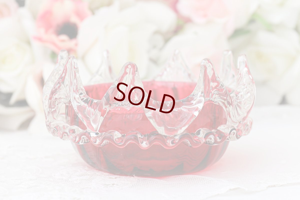 画像5: アンティークシルバー、シルバープレート製 ヴィクトリア時代後期 フリル付き クランベリーグラス ボンボンバスケット/シュガーバスケット (5)