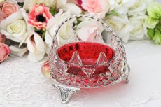 画像3: アンティークシルバー、シルバープレート製 ヴィクトリア時代後期 フリル付き クランベリーグラス ボンボンバスケット/シュガーバスケット (3)