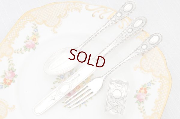 画像9: アンティークシルバー、純銀製（925）1871年  Martin, Hall  クリスニング チャイルド カトラリー4点セット