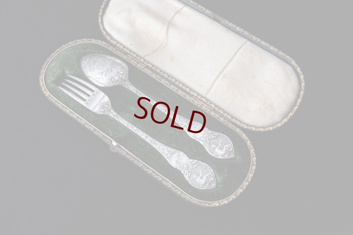 画像9: アンティークシルバー、純銀製（925）1881年  クリスニング　チャイルド　カトラリーセット (9)