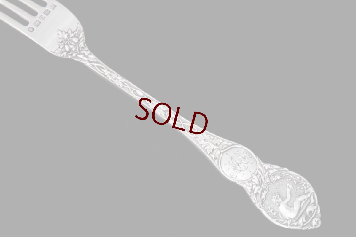 画像7: アンティークシルバー、純銀製（925）1881年  クリスニング　チャイルド　カトラリーセット (7)