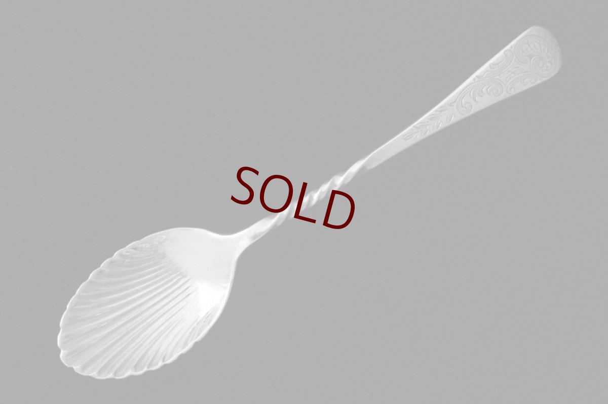 画像4: アンティークシルバー 純銀製(925) 1905年 ロココ調 ハンドル貝のボウル　ティースプーン6本セット (4)