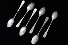 画像3: アンティークシルバー 純銀製(925) 1905年 ロココ調 ハンドル貝のボウル　ティースプーン6本セット (3)