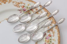 画像2: アンティークシルバー、純銀製（925）1900年　ロココ風装飾 ティースプーンセット (2)