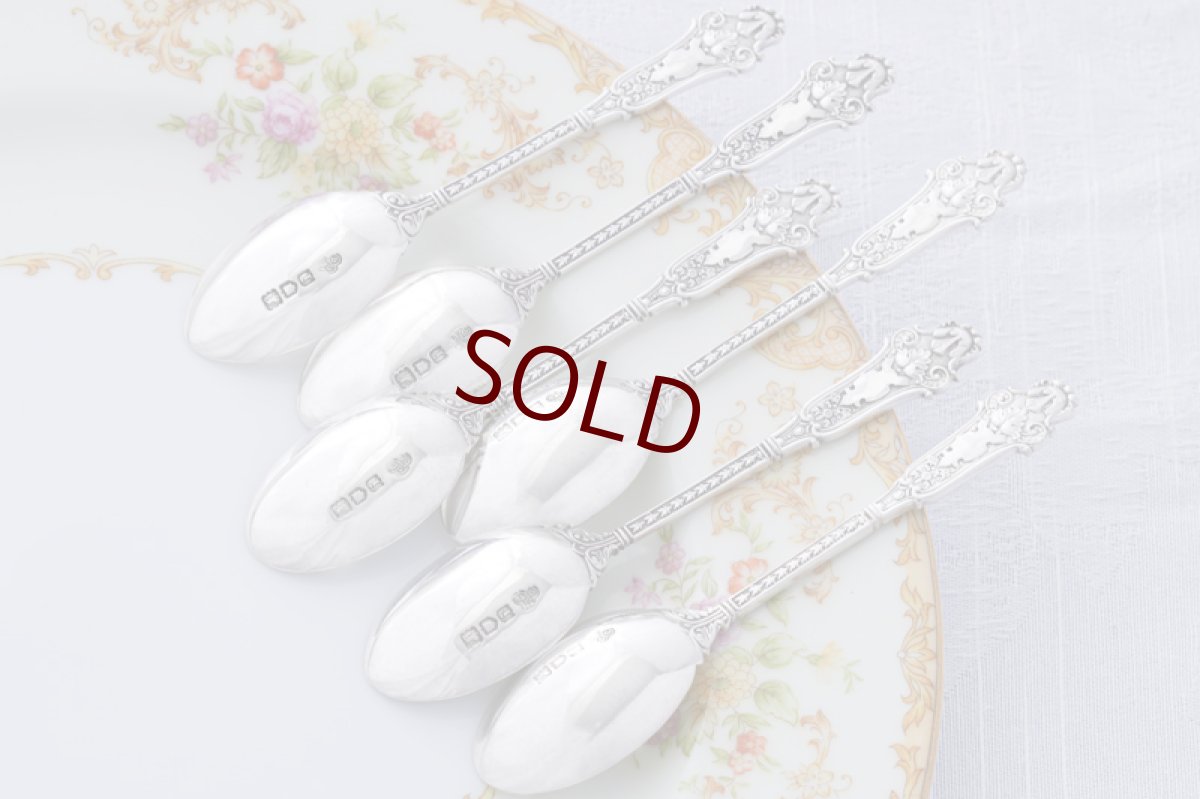 画像4: アンティークシルバー、純銀製（925）1904年　特級　ハイヴィクトリアン エンジェルフェイス ティースプーンセット (4)