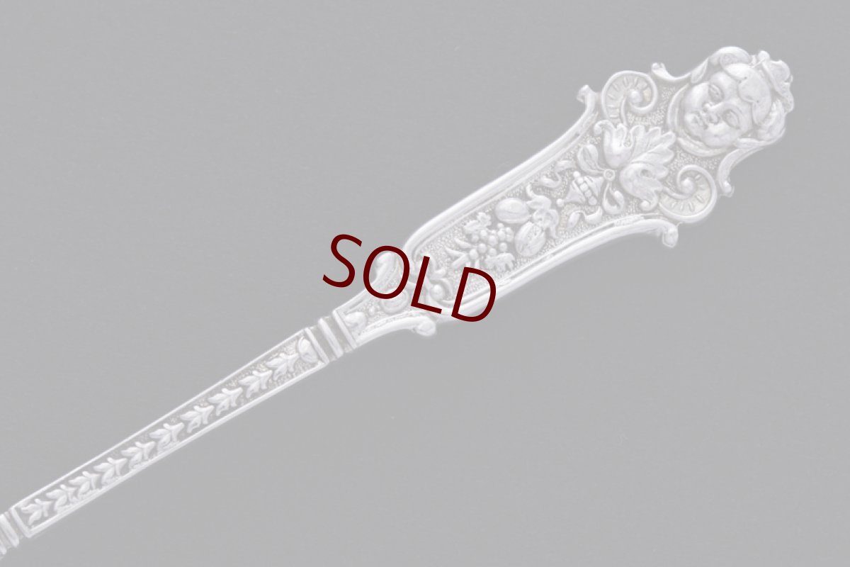 画像7: アンティークシルバー、純銀製（925）1904年　特級　ハイヴィクトリアン エンジェルフェイス ティースプーンセット (7)