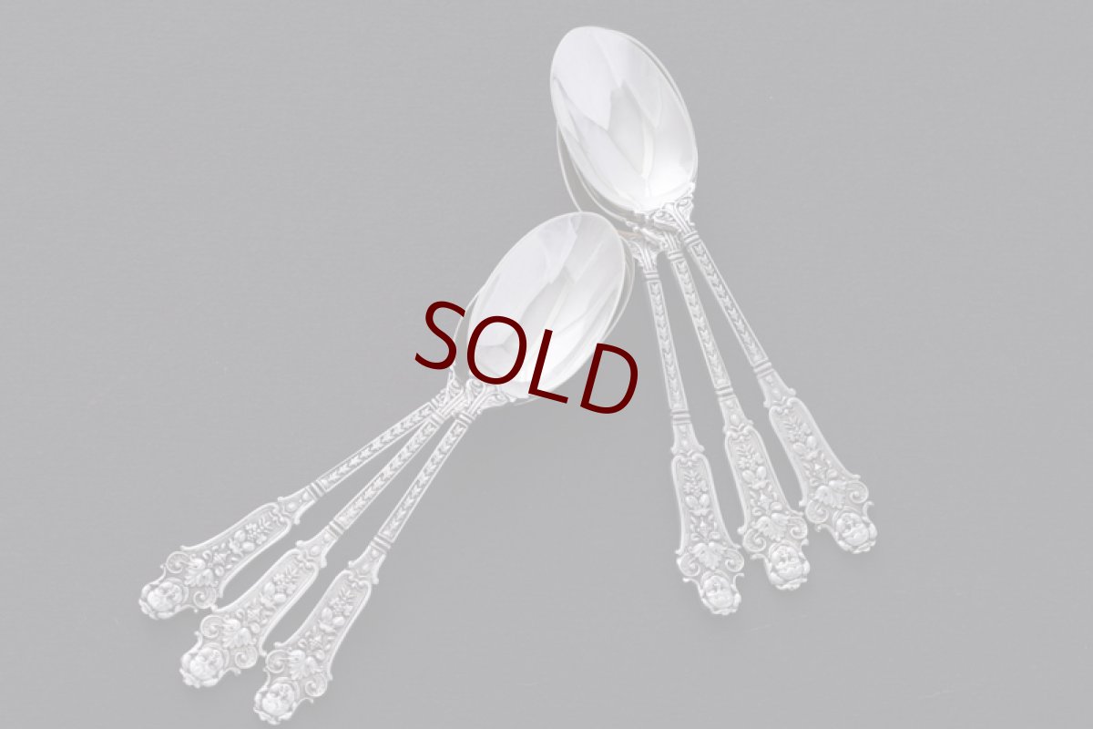 画像9: アンティークシルバー、純銀製（925）1904年　特級　ハイヴィクトリアン エンジェルフェイス ティースプーンセット (9)