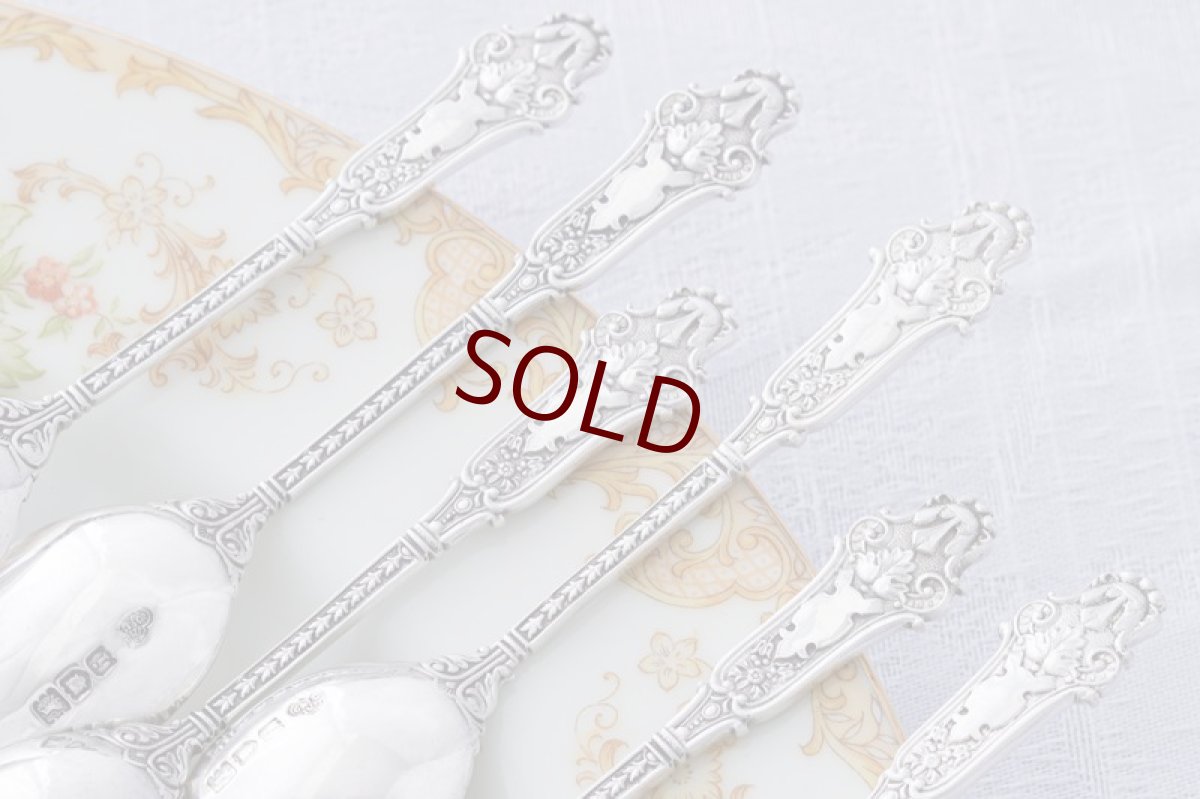 画像5: アンティークシルバー、純銀製（925）1904年　特級　ハイヴィクトリアン エンジェルフェイス ティースプーンセット (5)