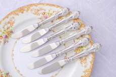 画像1: ヴィンテージシルバー、純銀製(925)ハンドル 1960年前後　American Silver Gorham　ティー/バターナイフ　6本セット (1)