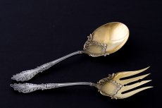画像2: アンティークシルバー、シルバープレート製 1900年前後　ギルト　サービングカトラリーセット (2)