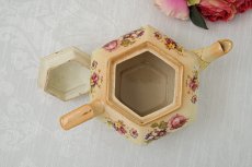 画像8: アンティーク陶器　1920年前後　アイボリーブラッシュ風　薔薇とお花のティーポット (8)