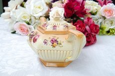 画像2: アンティーク陶器　1920年前後　アイボリーブラッシュ風　薔薇とお花のティーポット (2)