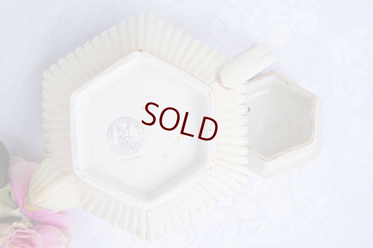 画像9: アンティーク陶器　1920年前後　アイボリーブラッシュ風　薔薇とお花のティーポット (9)