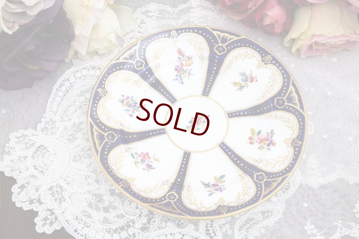 画像11: アンティーク陶磁器　コールポート金彩、コバルトブルー　総手描き　イングリッシュガーデンフラワー　トリオセット (11)