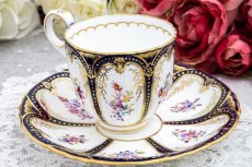 画像5: アンティーク陶磁器　コールポート金彩、コバルトブルー　総手描き　イングリッシュガーデンフラワー　トリオセット (5)