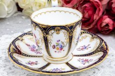 画像4: アンティーク陶磁器　コールポート金彩、コバルトブルー　総手描き　イングリッシュガーデンフラワー　トリオセット (4)