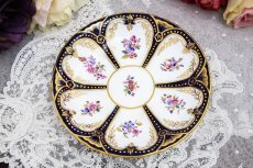 画像9: アンティーク陶磁器　コールポート金彩、コバルトブルー　総手描き　イングリッシュガーデンフラワー　トリオセット (9)