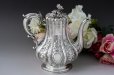 画像14: アンティークシルバー、純銀製（925）1855年 特級 エルキントン お花の摘み お花の彫刻が華麗なティー＆コーヒー4点セット