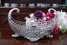 画像13: アンティークシルバー、純銀製（925）1902年　特級品　エルキントン　手作業の鋳金透かし細工　貴族の館の花入れ（ジャーディニエール）/フルーツバスケット (13)