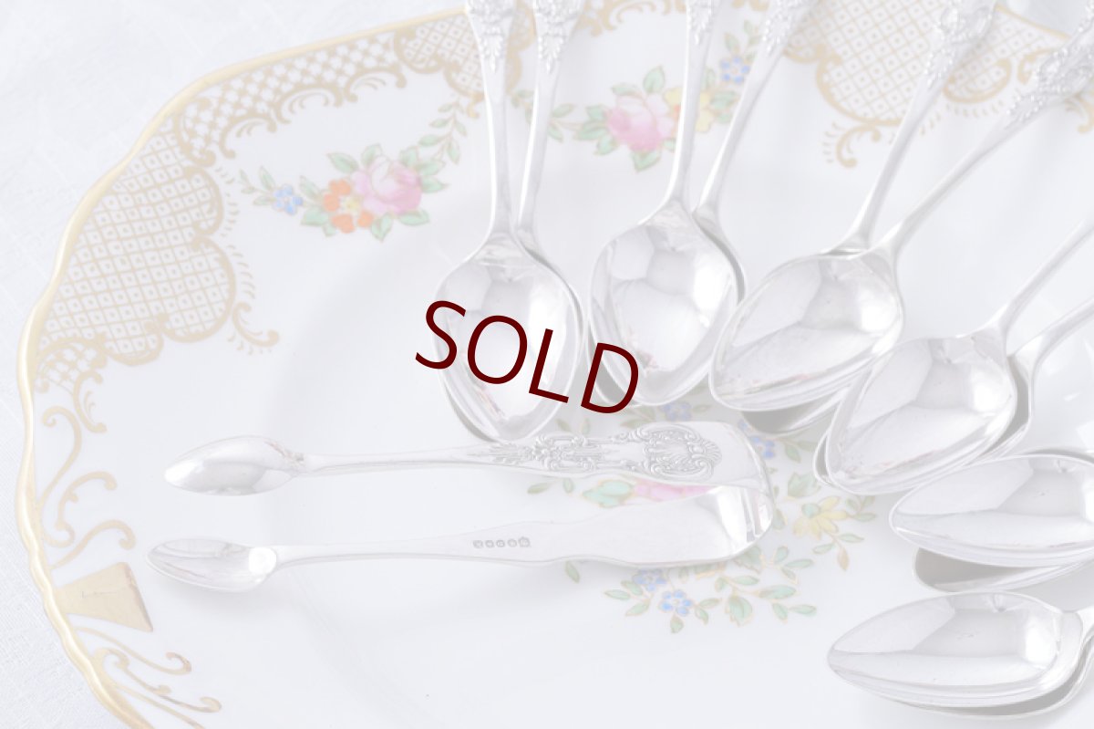 画像3: アンティークシルバー シルバープレート製　ヴィクトリア時代後期　クイーンズパターン ティースプーン6本 & シュガートング セット (3)