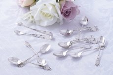 画像3: アンティークシルバー 純銀製（925）1912年 透かしとねじりハンドル ティースプーン 6本 & シュガートングセット  (3)