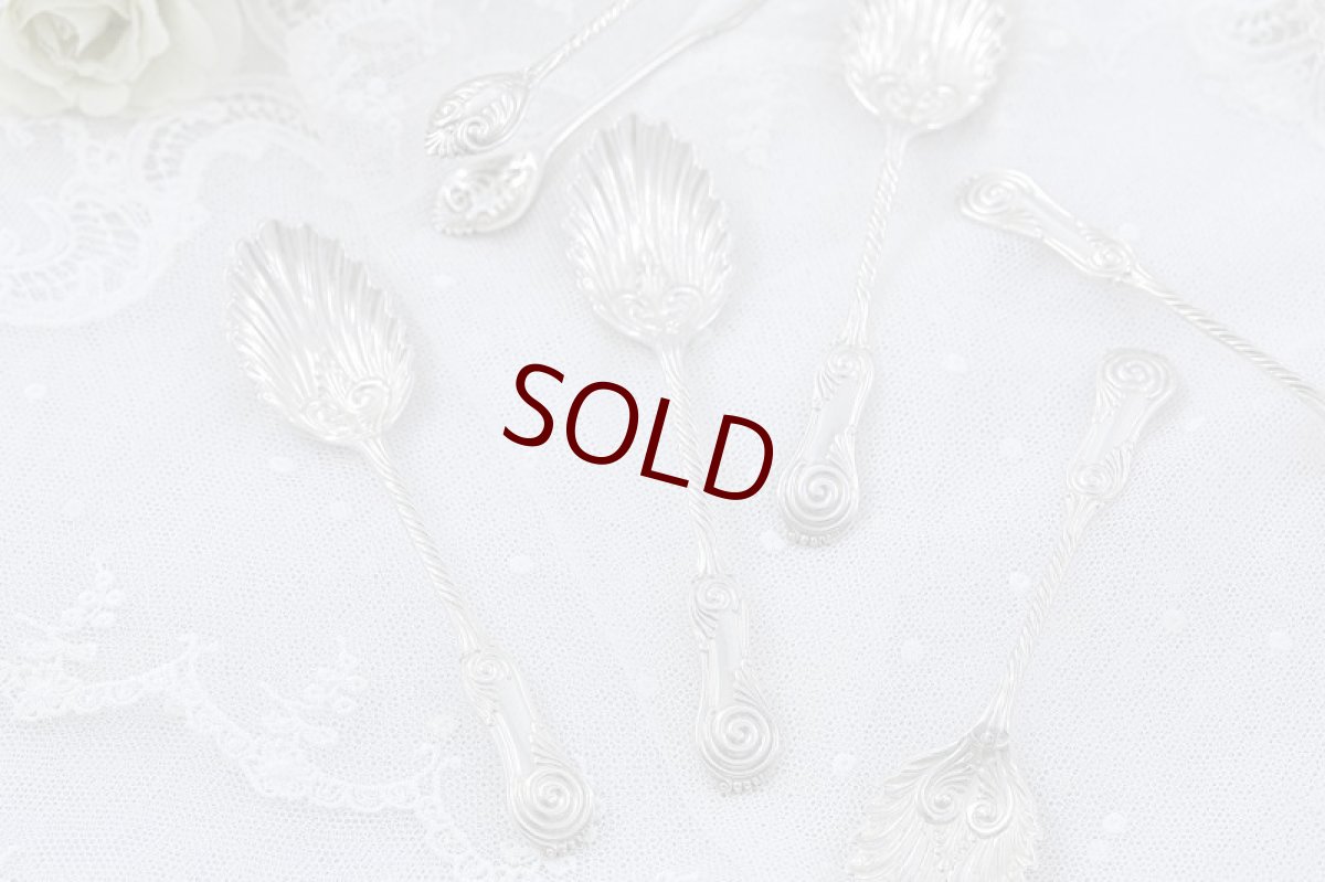 画像7: アンティークシルバー、純銀製（925）1893年 マッピン＆ウェッブシェル型　ティースプーン6本＆シュガートング セット (7)