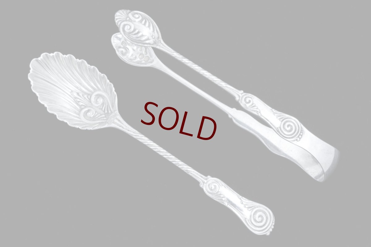 画像5: アンティークシルバー、純銀製（925）1893年 マッピン＆ウェッブシェル型　ティースプーン6本＆シュガートング セット (5)