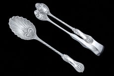 画像5: アンティークシルバー、純銀製（925）1893年 マッピン＆ウェッブシェル型　ティースプーン6本＆シュガートング セット (5)