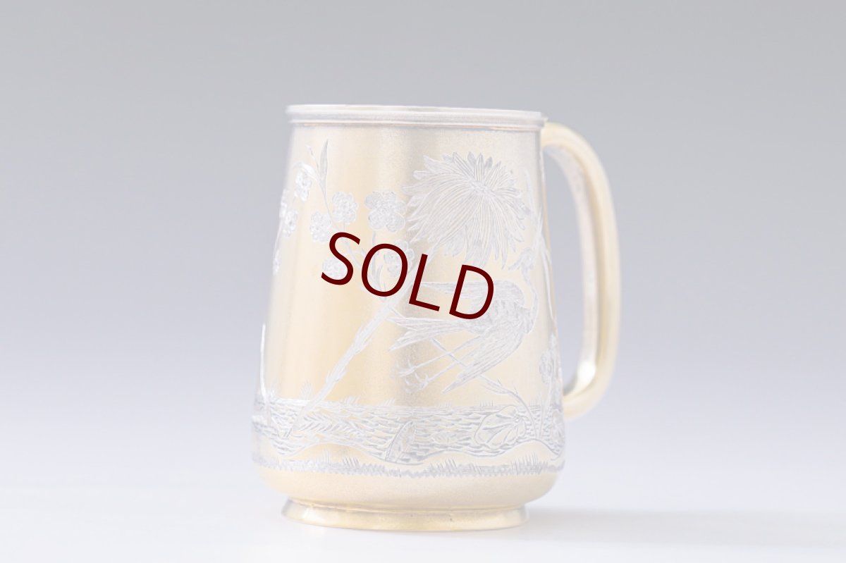 画像4: アンティークシルバー、純銀製（925）1880年　ギルド　手彫り　ジャポニズム　クリスニングカップ (4)