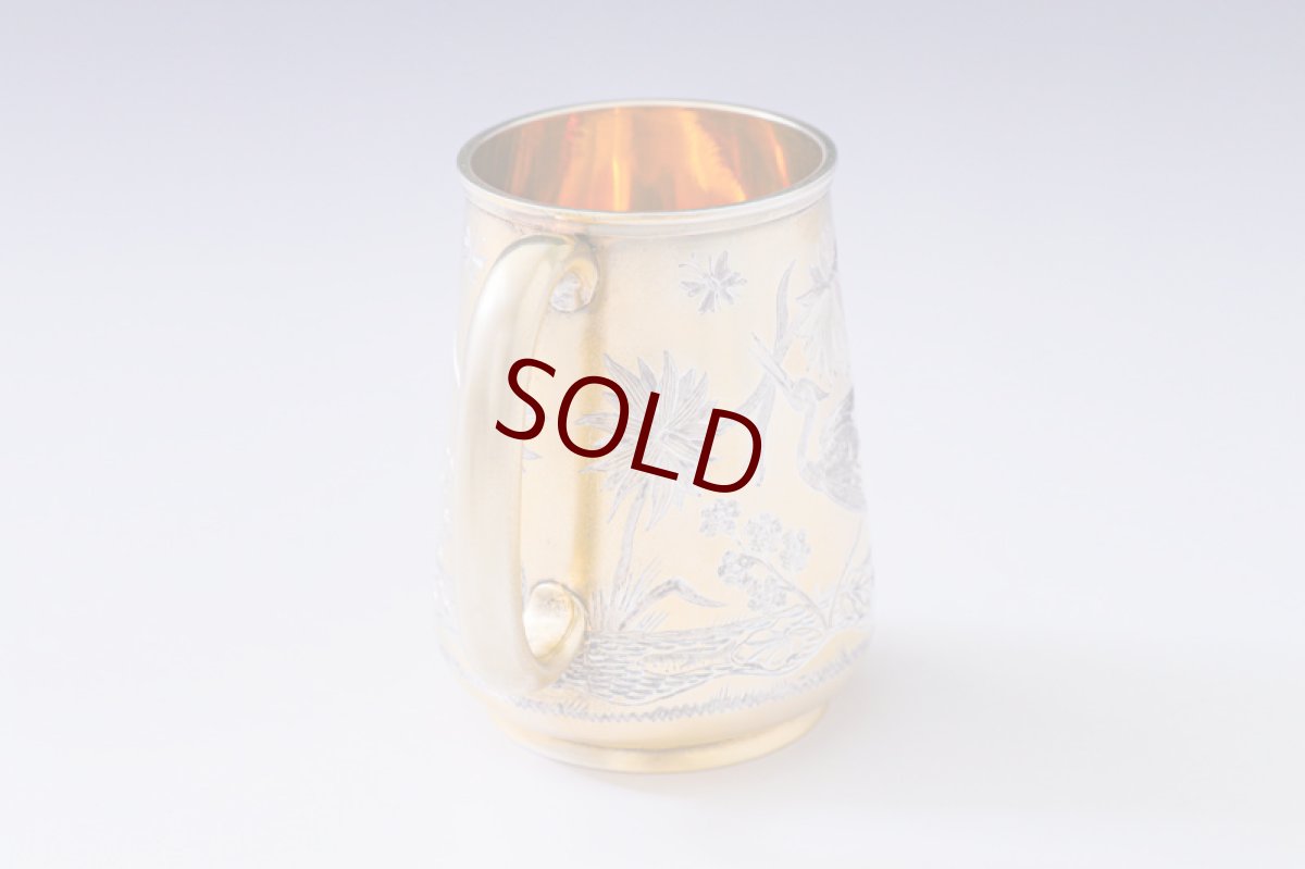 画像6: アンティークシルバー、純銀製（925）1880年　ギルド　手彫り　ジャポニズム　クリスニングカップ (6)