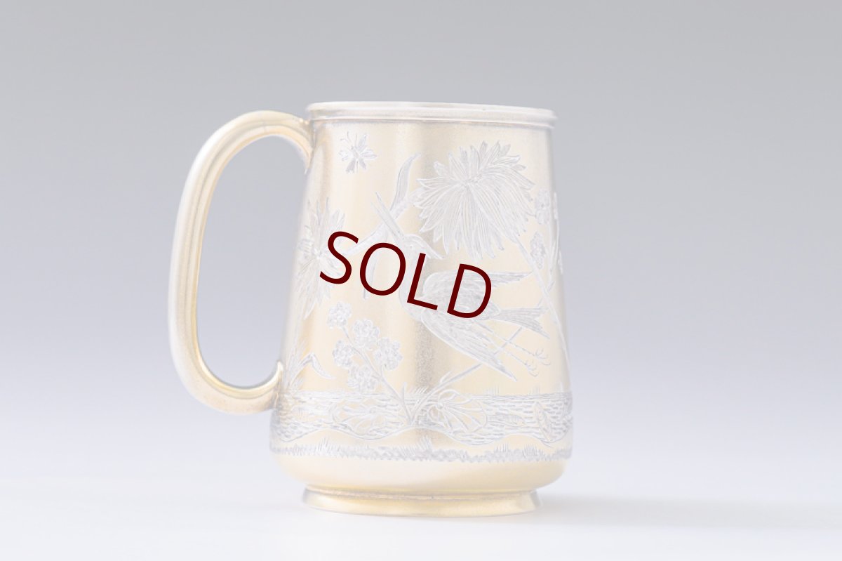 画像5: アンティークシルバー、純銀製（925）1880年　ギルド　手彫り　ジャポニズム　クリスニングカップ (5)