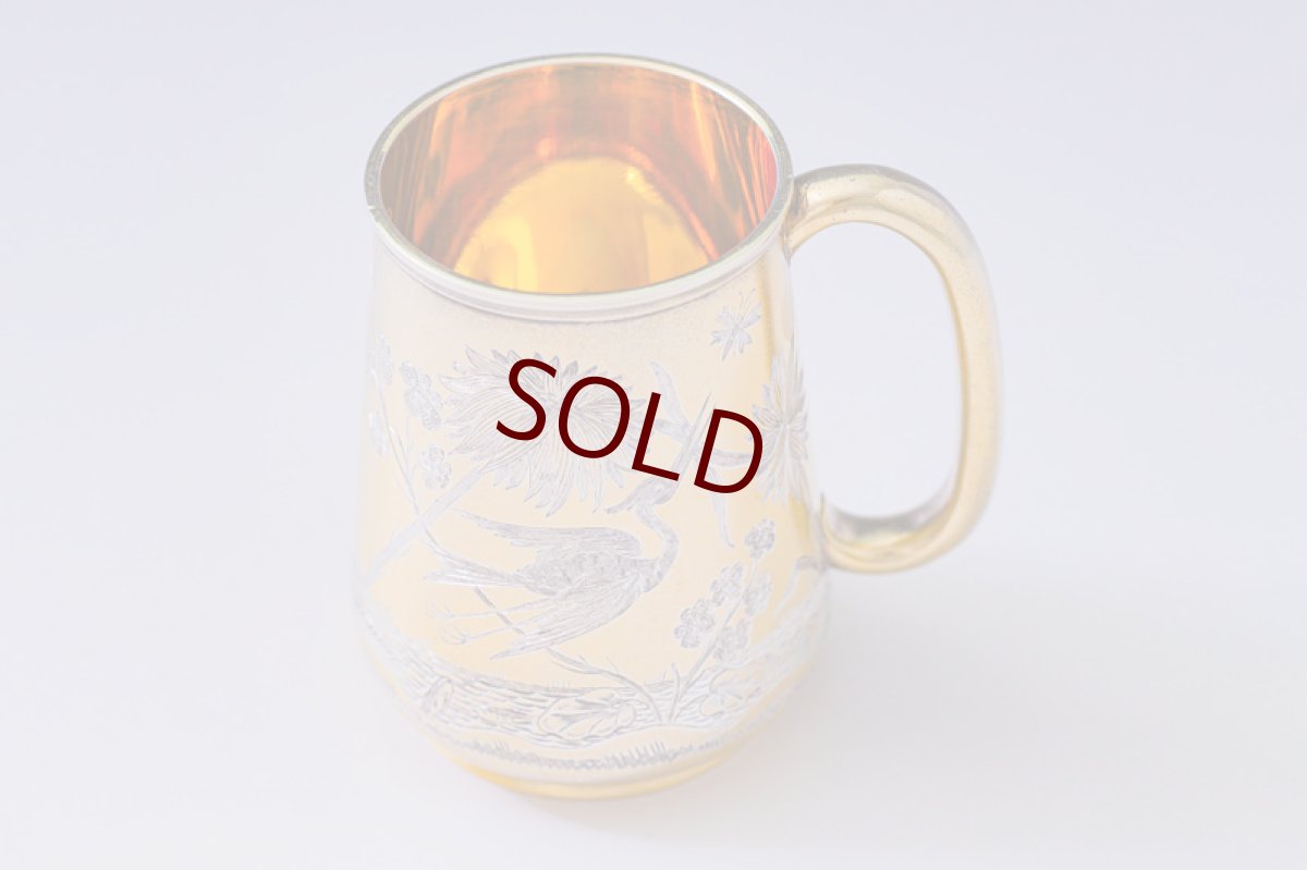 画像8: アンティークシルバー、純銀製（925）1880年　ギルド　手彫り　ジャポニズム　クリスニングカップ (8)