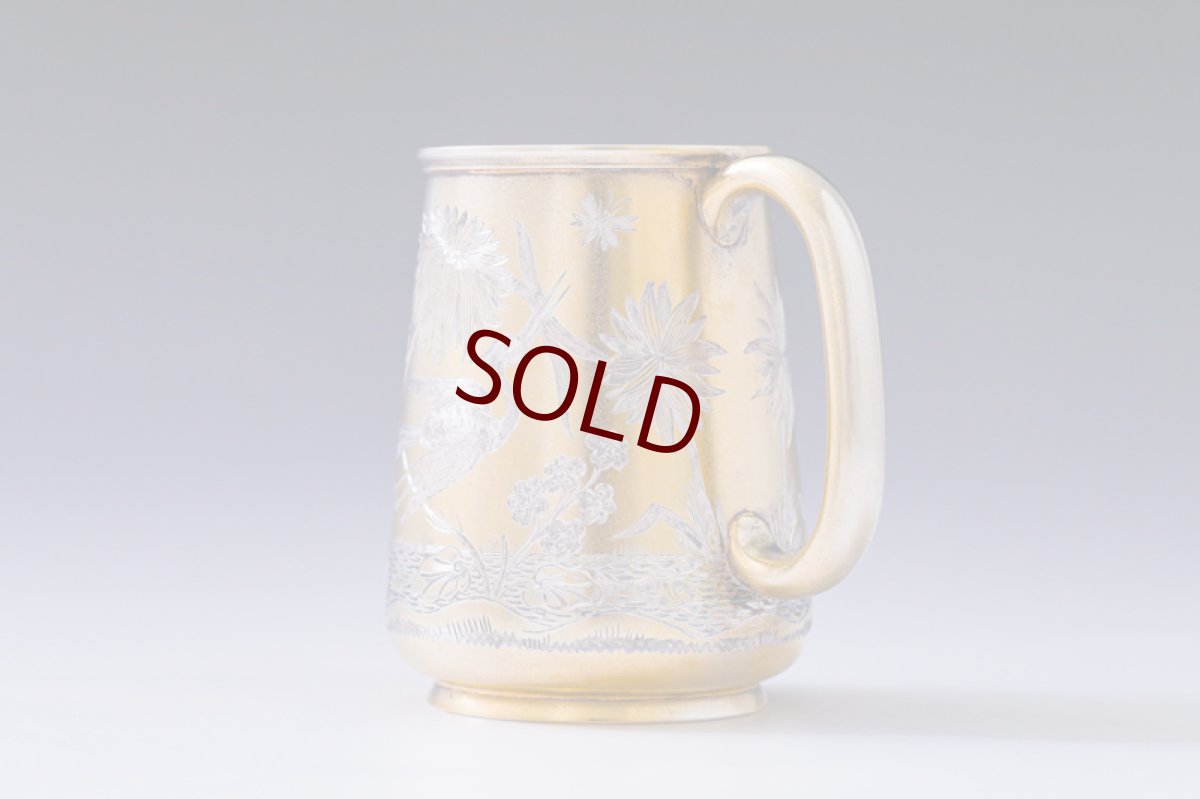 画像3: アンティークシルバー、純銀製（925）1880年　ギルド　手彫り　ジャポニズム　クリスニングカップ (3)