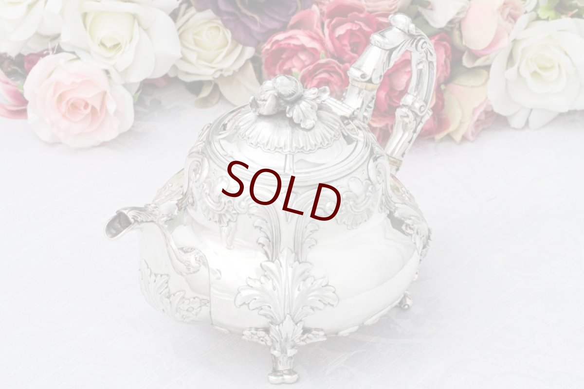 画像6: アンティークシルバー、アンティーク銀器、純銀製(925) 1839年  ヴィクトリア時代時代初期アカンサス紋様　ティー 3点セット (6)